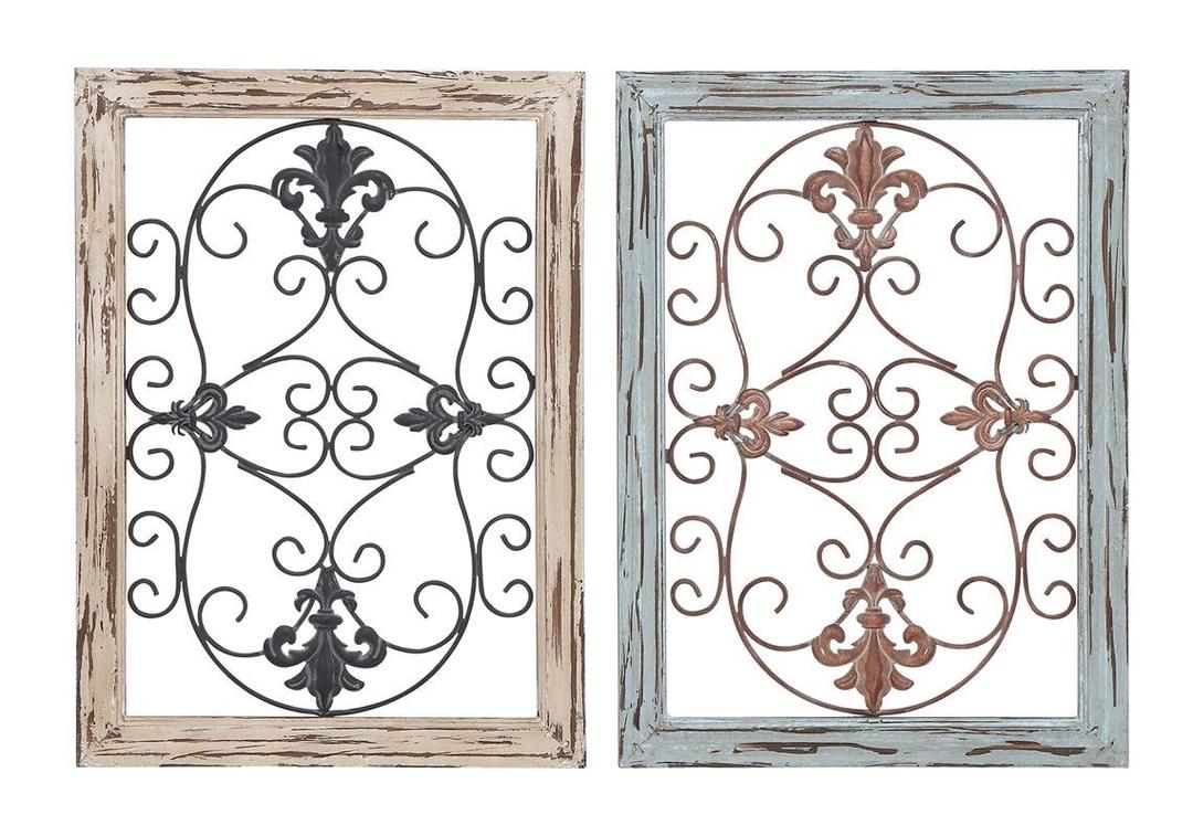 Deco 79 Wood Metal Wall Panel, 2 Assorted, 16 by 22"