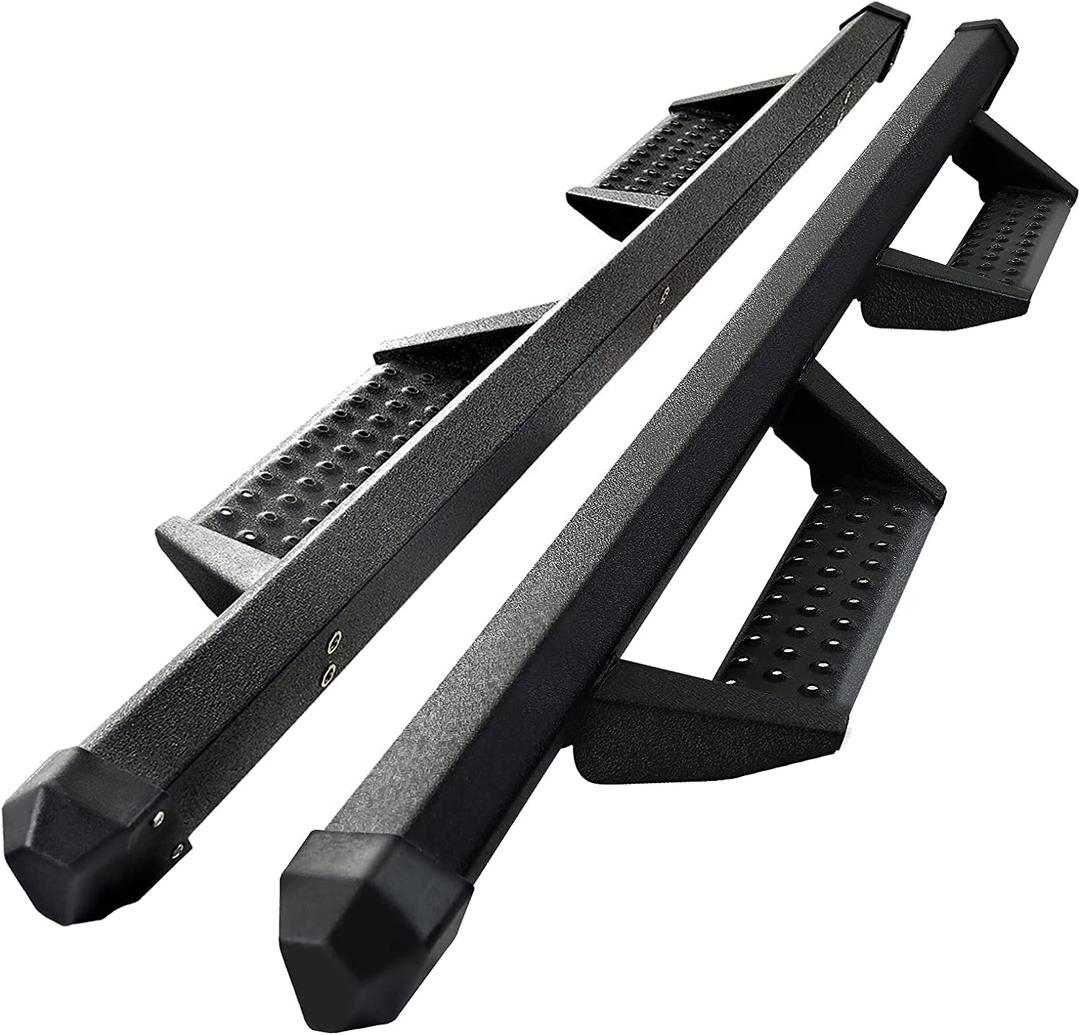 Drop Down Running Boards Compatible with 2005-2023 Toyota Tacoma Double Cab Crew Cab, Dual-Stage Textured Black Powder Coated, 3 Inch Step Bars Side Step.