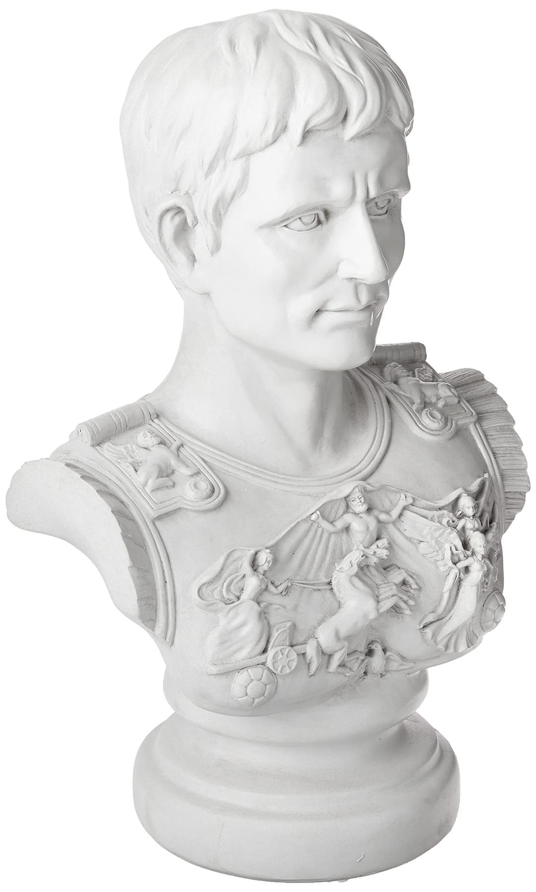 Design Toscano Augustus Caesar Primaporta Bust Statue, 10.5" Wx6.5 Dx18 H, Antique Stone