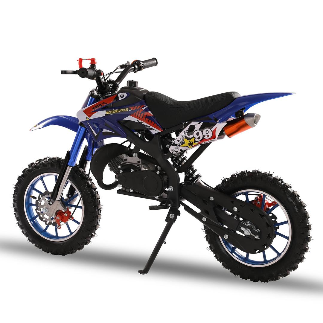 50cc Dirt Bike for Adults & Kids, Mini Bike Gas Powered Off Road Trail Bike with Speeds up to 40 MPH for Uphill and Off-Road Conditions, 2-Stroke, Blue