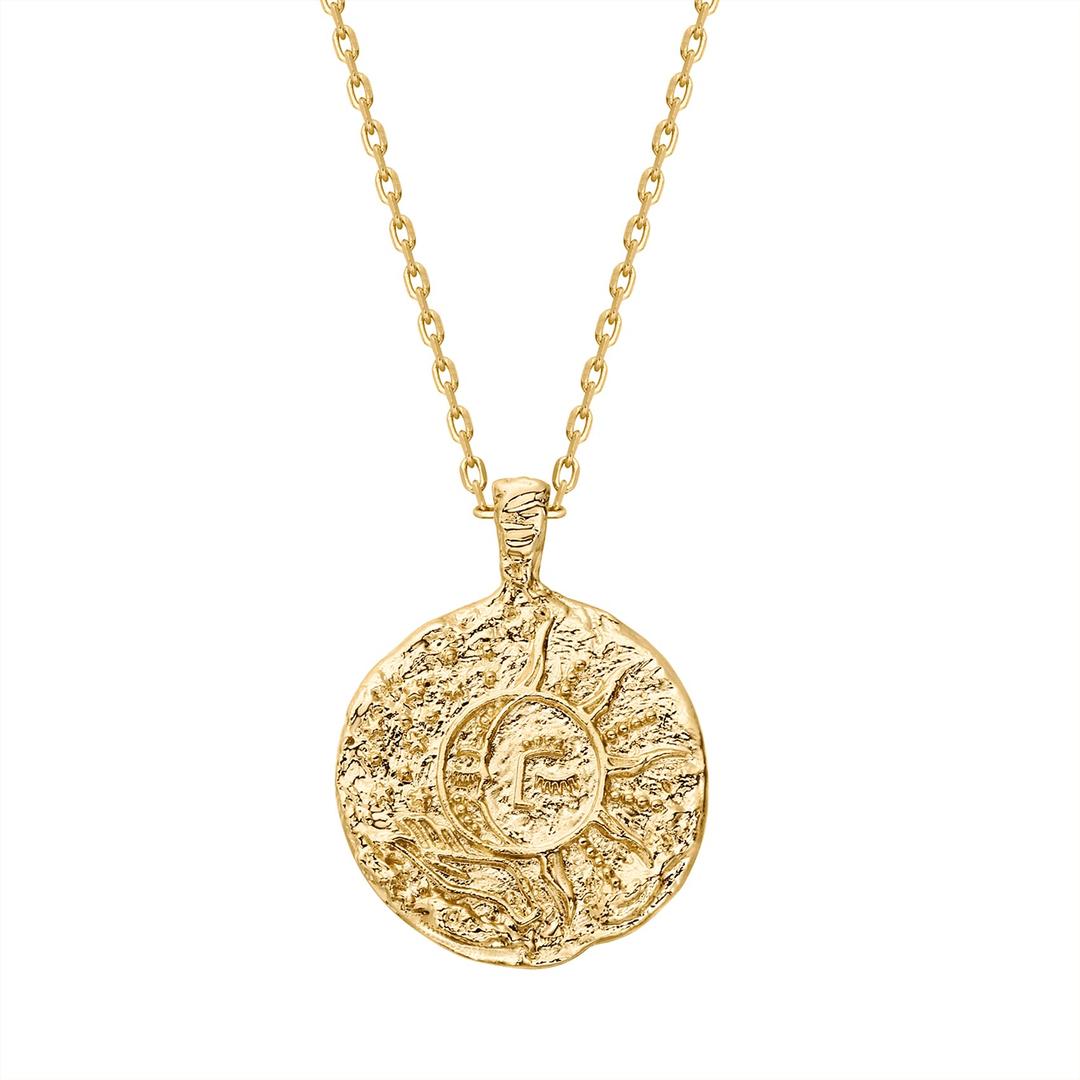 PAVOI14K Gold Plated Engraved Coin Pendant Necklaces for Women | Byzantine Coin Pendants | Bohemian Necklace