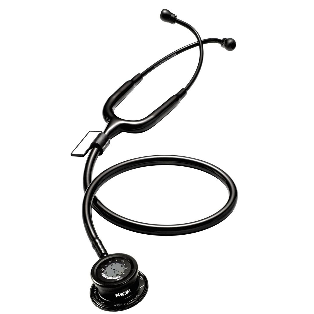 MDF InstrumentsPulse Time® 2-in-1 Digital LCD Clock and Single Head Stethoscope - Free-Parts-for-Life & Lifetime Warranty - All Black (MDF740-BO)