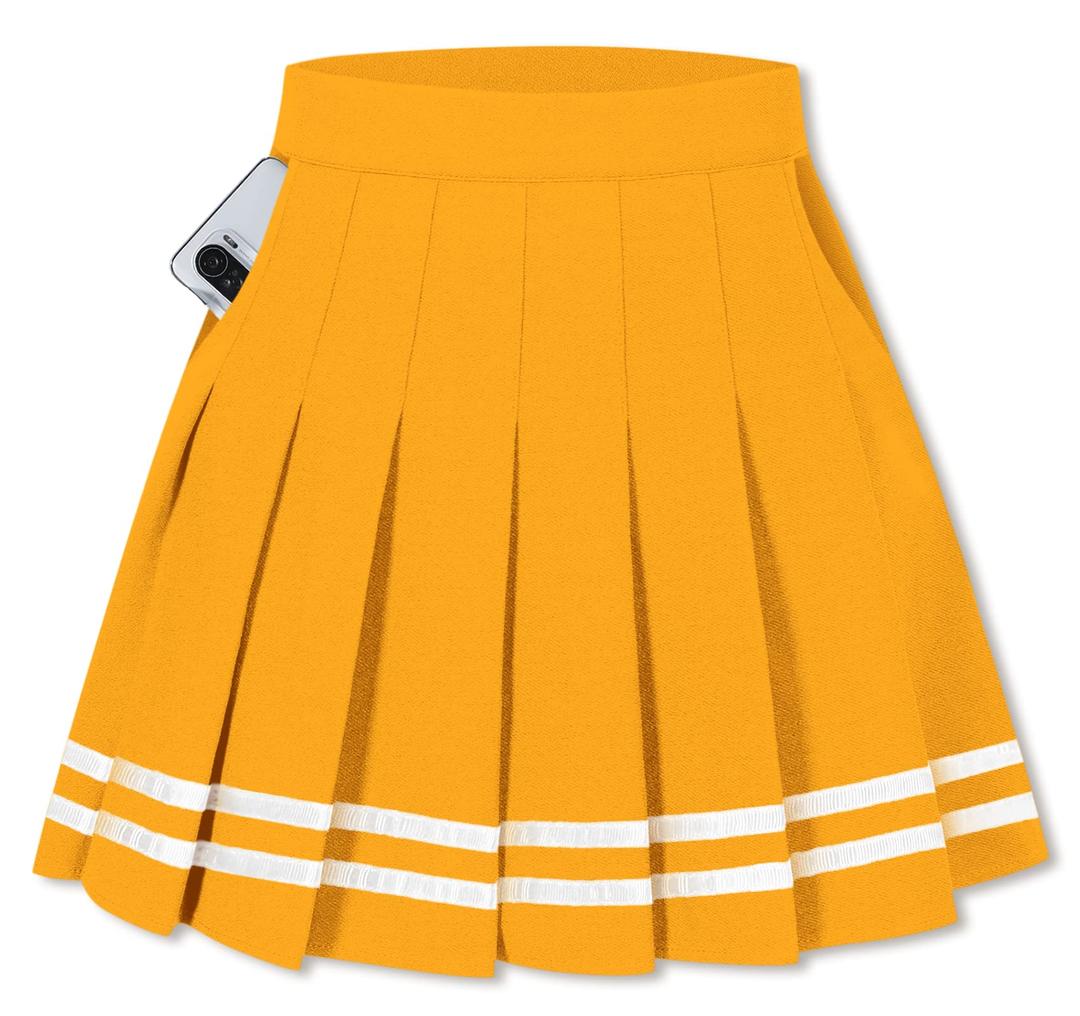 SANGTREE Women Girls Pleated Skirts with Shorts, Elastic Waist Uniform Plus Size Tennis Casual Skirt, 2 Years - US 4XL