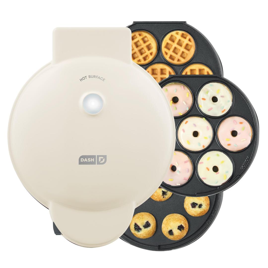 DASH MultiMaker Treat Maker System, Mini Donuts, Waffle Bites, Mini Cupcakes - Cream