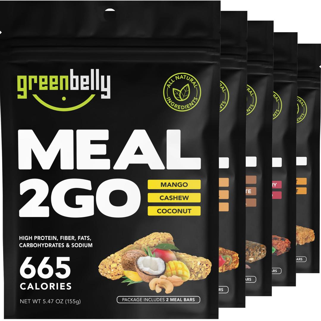 Greenbelly Backpacking Meals | All Natural Hiking Meal Bars | 650 Calories & High Protein | Variety, 5 Count