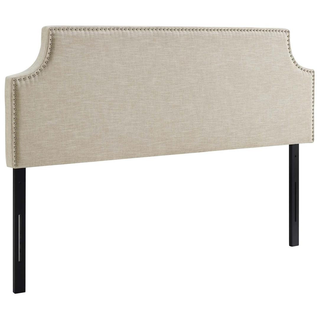 Modway Laura Linen Fabric Upholstered Queen Size Headboard with Nailhead Trim in Beige