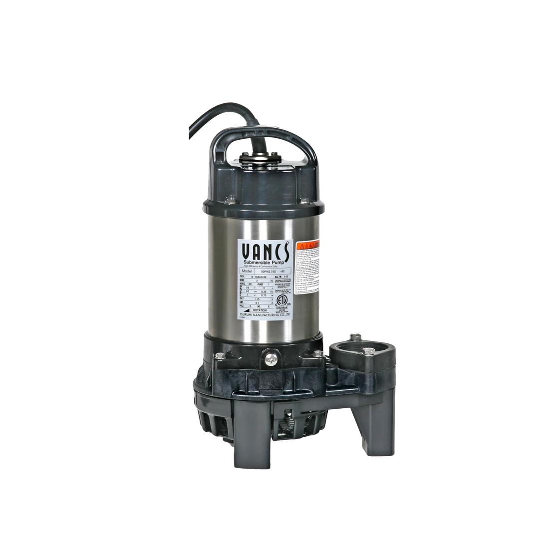 Tsurumi Pump 8-PN | Submersible Pond Pump/Waterfall Pump | 1 HP, 115V, 2 in Discharge | Ideal Water Feature Pump for Ponds, Fountains, Waterfalls | 93 GPM / 5580 GPH