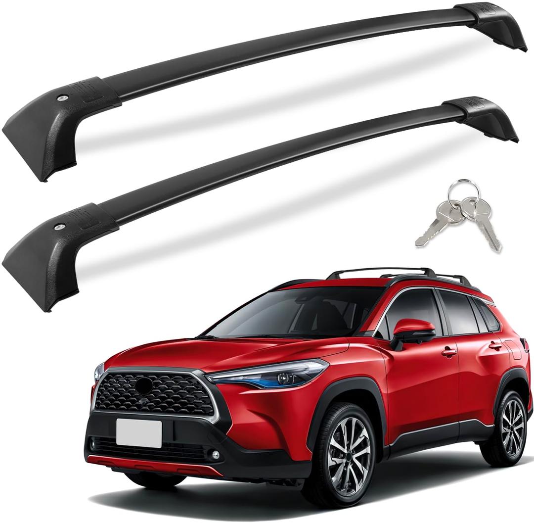 260Lbs Lockable Roof Rack Cross Bars Compatible with Toyota Corolla Cross 2022 2023 2024(with Flush Side Rails), Heavy Duty Aluminum Rail Crossbar Anti-Theft Metal Matte Powder Coated