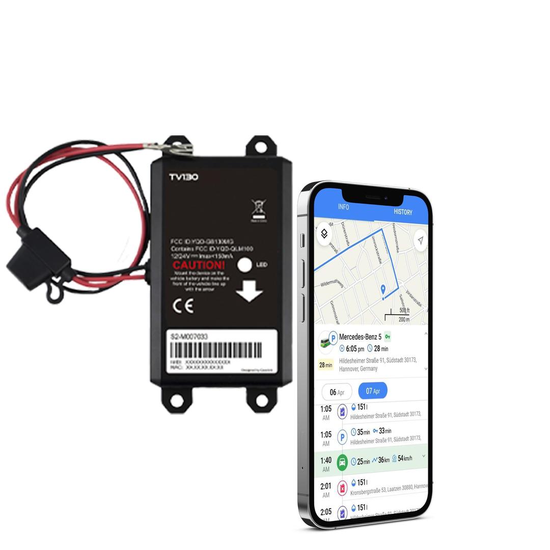 TV130 Vehicle GPS Tracker - Self Installation, Cost-Effective - Pay As You Go Car Tracking Device, Real-Time 4G LTE Tracker for Fleet, Van, Caravan, Motorbike, Car - 24/7 Customer Support.