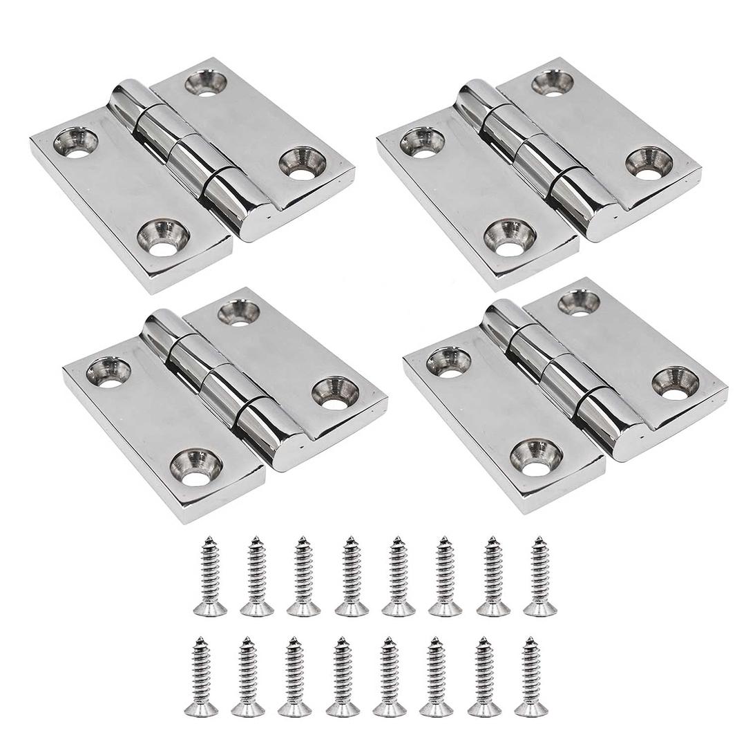 Yanyu 4 Pcs 2" x 2" (50 x 50 mm) Boat Hatch Hinge Cast Solid Mirror Polished Heavy Duty Flush Mount Cabinet Butt Hinges Marine Stainless Steel 316 with Screws