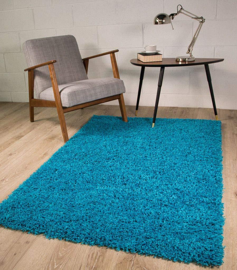 The Rug House TEAL BLUE LUXURIOUS THICK SHAGGY RUGS 7 80cmx150cm (2ft7 x 4ft11)