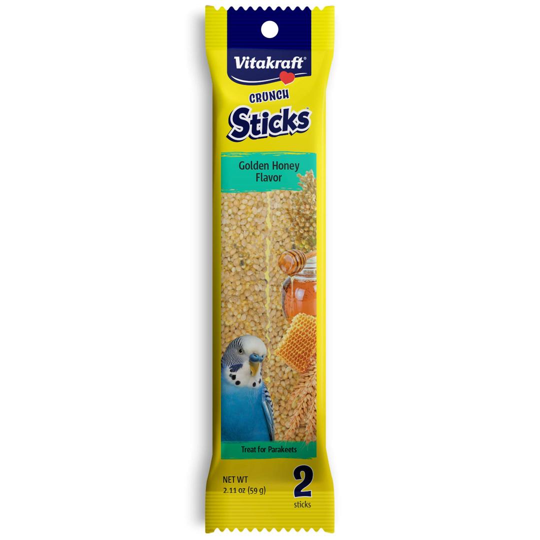 Vitakraft Parakeet Whole Grains & Honey Treat Sticks 2 Count, 2.11 Ounce