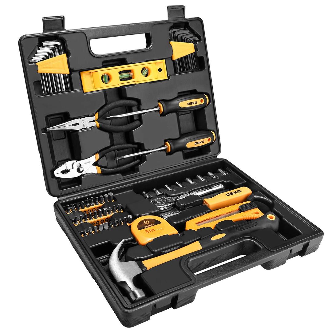 DEKOPRO65 Pieces Tool Set General Household Hand Tool Kit with Storage Case Plastic ToolBox