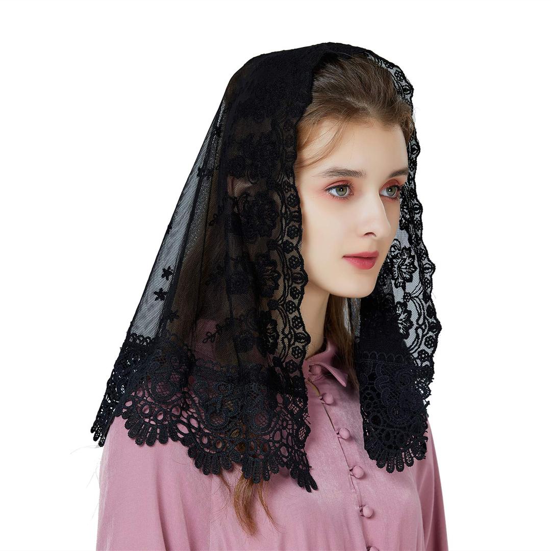 Princess Lace Veil Church Cathedral Catholic Chapel Mantilla Communion Easter Latin Mass Head Covering