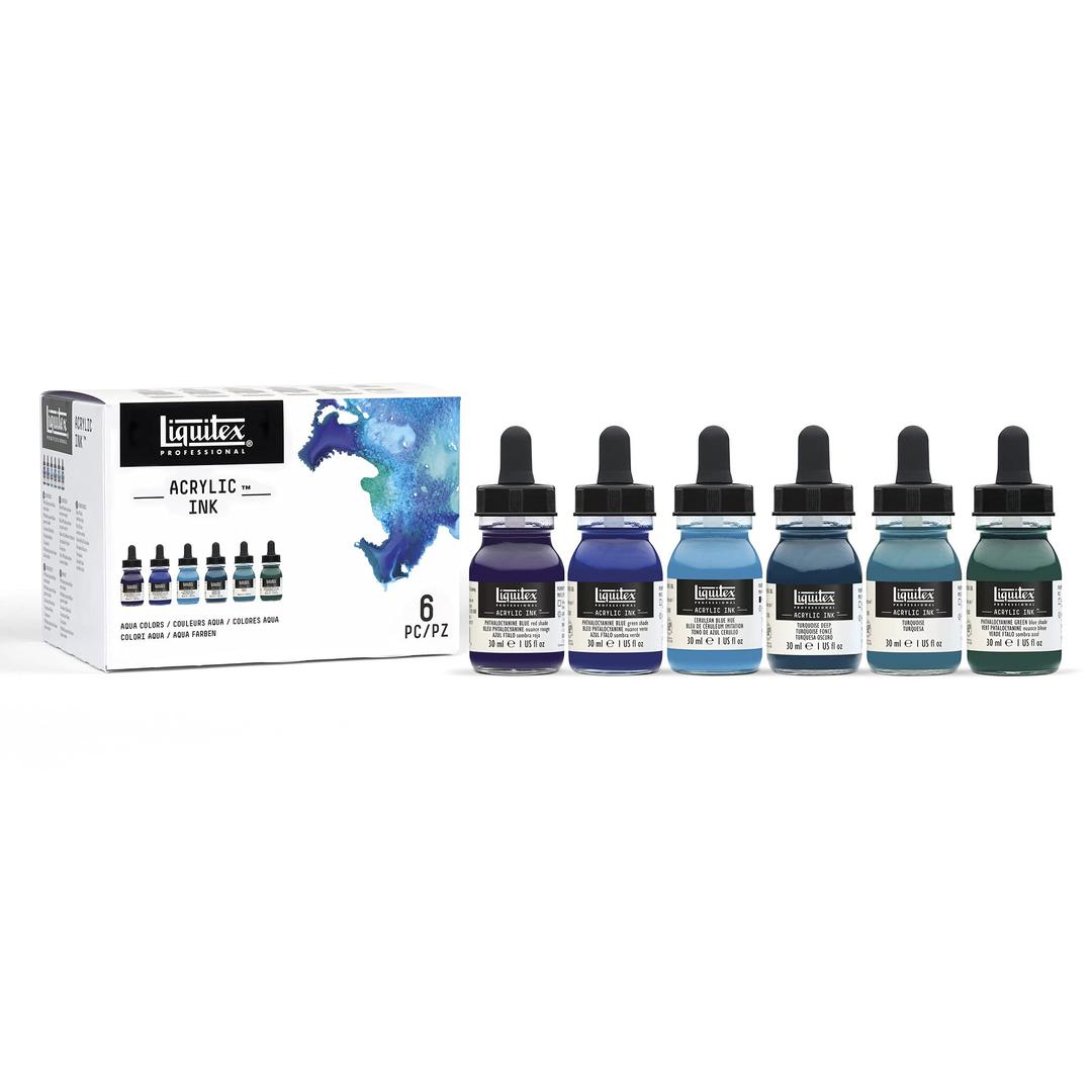 LiquitexPRO INK! AQUA SET/6, 1 Fl Oz (Pack of 6)