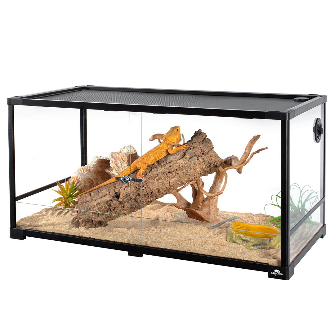 50 Gallon Reptile Tank, Glass Reptile Terrarium 36" x 18" x 18", Sliding Door, Top Ventilation, Cable Pass, Humidify Hole, Glass Reptile Cage Habitat for Bearded Dragon, Lizard, Snake, Gecko