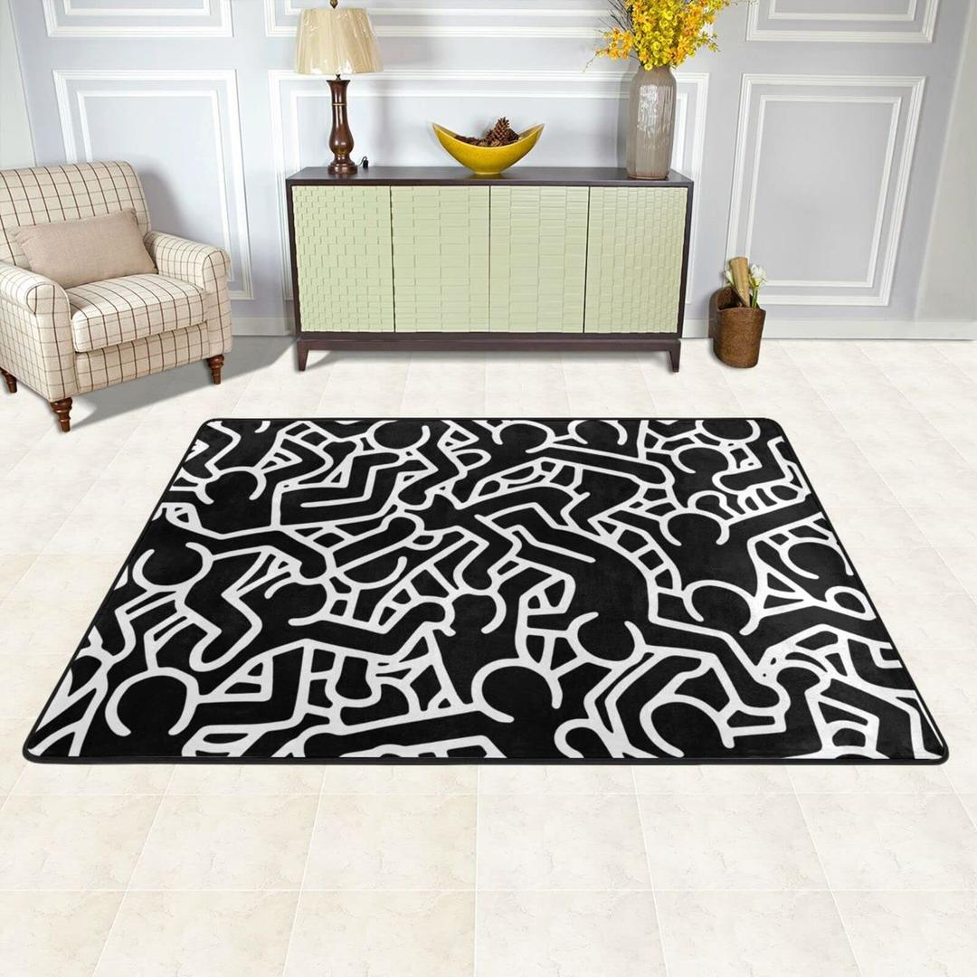 Keith The Art and Dancing Figures Rugs Figure Dancing Carpet Figure Graffiti Area Rug Popular Themed Rug Indoor Home Decoration Mats 2' x 3'