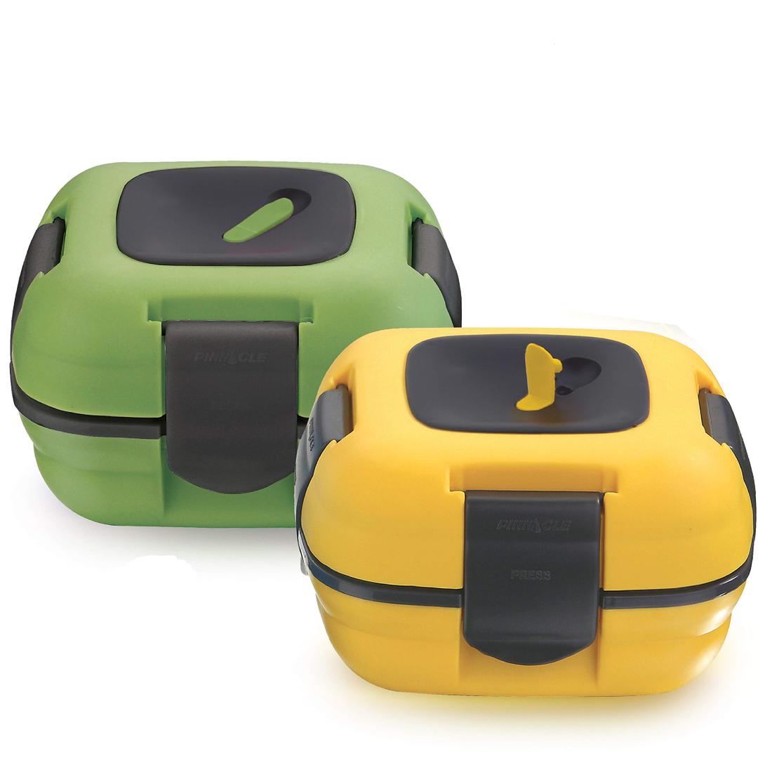 Pinnacle Insulated Leak Proof Lunch Box for Adults and Kids - Thermal Lunch Container With NEW Heat Release Valve 16 oz ~Set of 2~ Green-Yellow