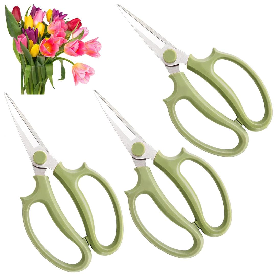 3Pcs Garden Flower Scissors,Floral Scissors Pruning Shears,Stainless Steel Flower Scissors with Comfortable Grip Handles,Premium Garden Clippers for Flower Arrangement,Gardening Tool