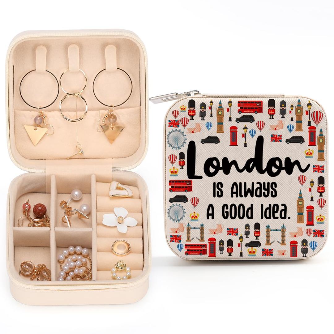 London Travel Gift London Lover Gifts London City Skyline London Themed Gifts for London Traveller Women Friends Sister London Bachelorette Trip Gift Travel Jewelry Case