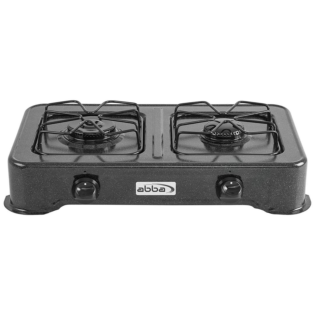 ABBA Double Burner Portable Propane StoveTop - Lightweight Alloy Steel Portable Stove - Stove for Camping, Patio & Outdoor Activities, 13.19" x 21.85" x 4.33" (Green or Black) (Black)