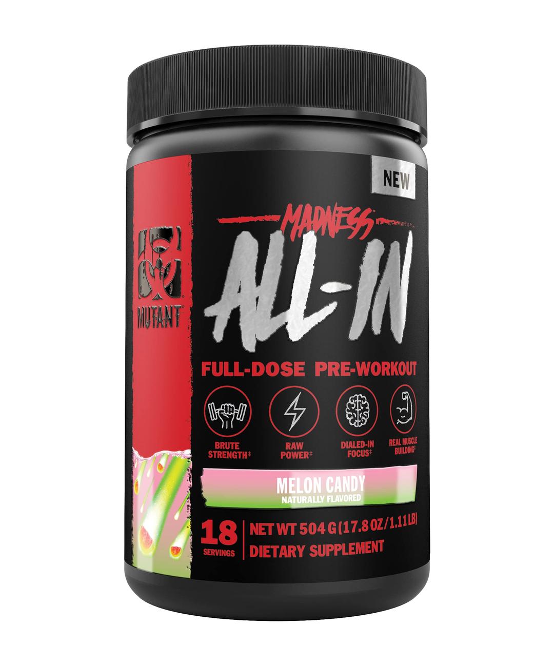 Mutant Madness All-in | Full Dosed Pre-Workout - Melon Candy - 18 Serving - 504 g (17.8oz)