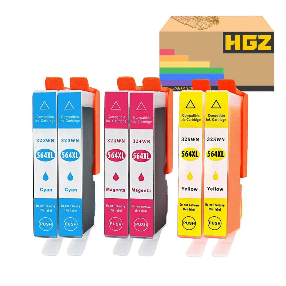 HGZ 564XL Compatible Ink Cartridges Replaccement for HP 564XL 564 XL Used for Photosmart 6525 6520 7520 5520 7510 5510 7525 DeskJet 3520 3522 OfficeJet 4620 (2 Cyan, 2 Magenta, 2 Yellow, 6-Pack)