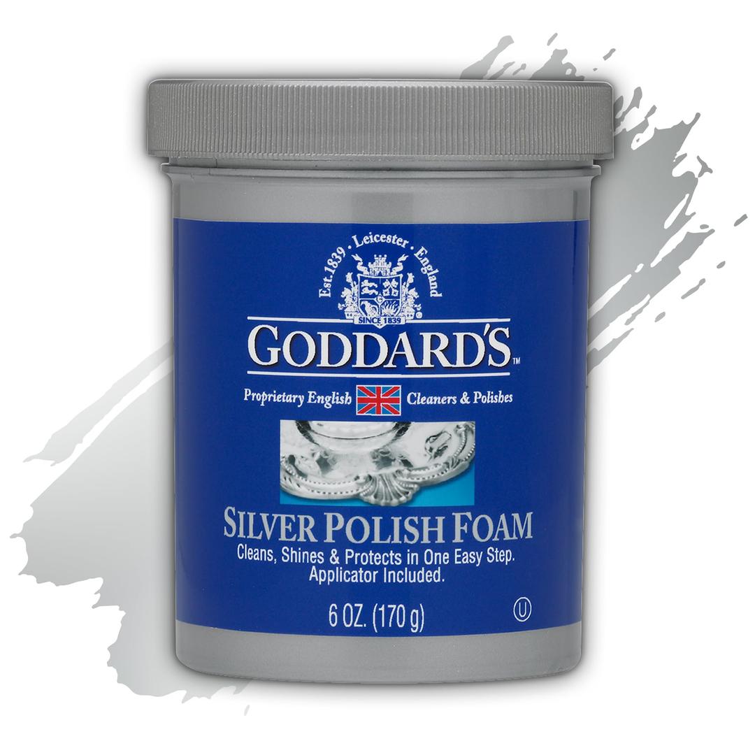 Goddard’s Silver Polish Foam, Silver Jewelry Cleaner for Antiques, Accessories, Ornaments, Silver Cleaner, Silverware Protection, Tarnish Remover for Sterling Silver Jewelry, Sponge Applicator, 6 oz