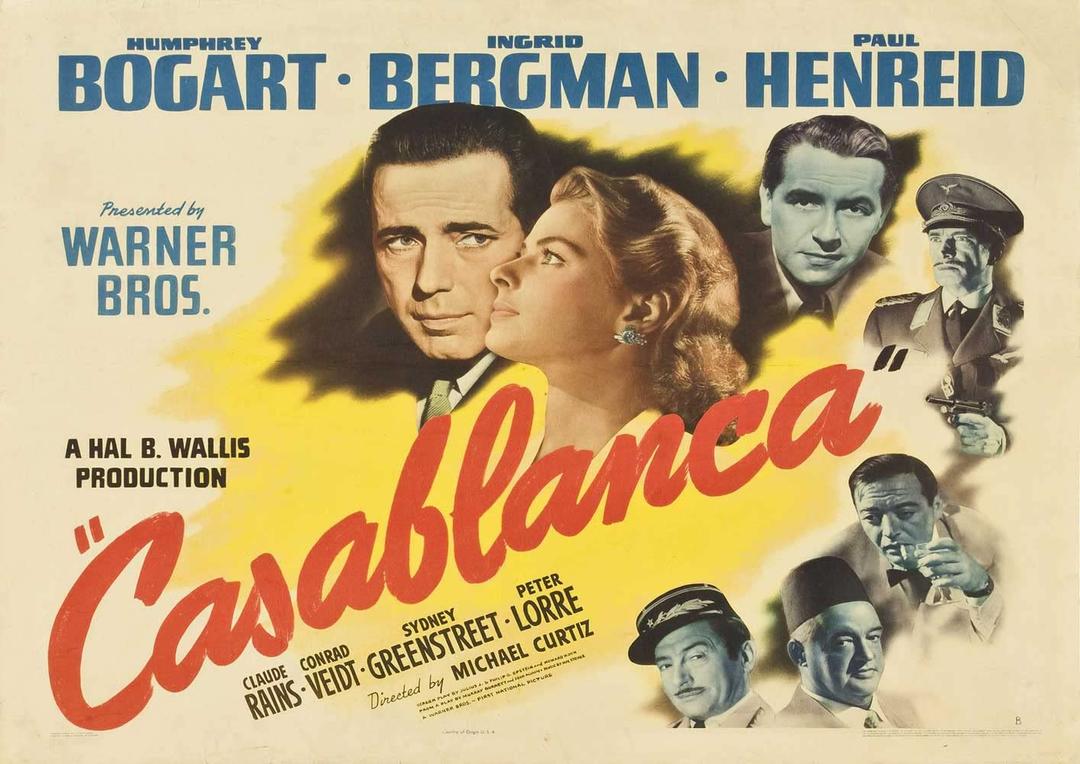 OMG Printing Casablanca Humphrey Bogart Ingrid Bergman Poster/Print/Picture Satin Photo Paper - A4-297mm x 210mm