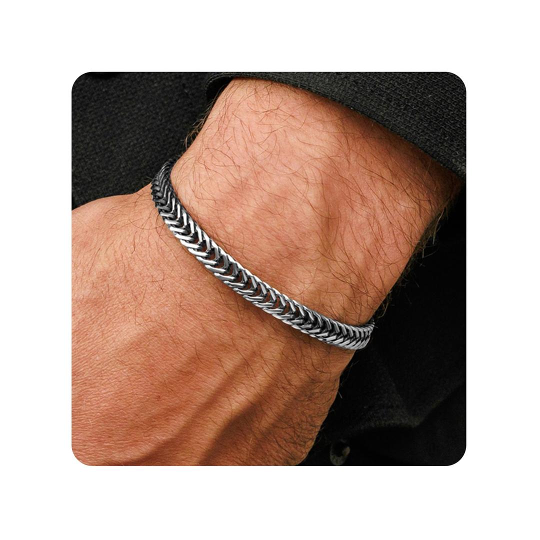 Galis Chain Bracelets For Men - Premium Stainless Steel Mens Bracelet, Silver Plated Non Tarnish Bracelet - This Snake Chain suits as Everyday Men's Bracelets is Stylish Gifts For Him 7.5"