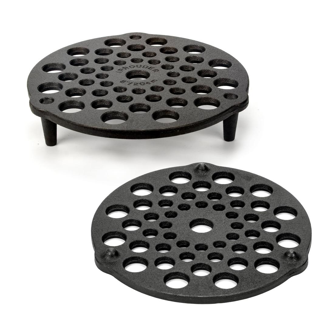 Cast Iron Trivet 2 PCS Set, 8-inch, Meat Rack, Cast Iron Grate for Dutch Ovens, Raise Food in Dutch Oven, Used as Burner Diffuser, Use Directly on Camp Fire, Used as Trivet on Table