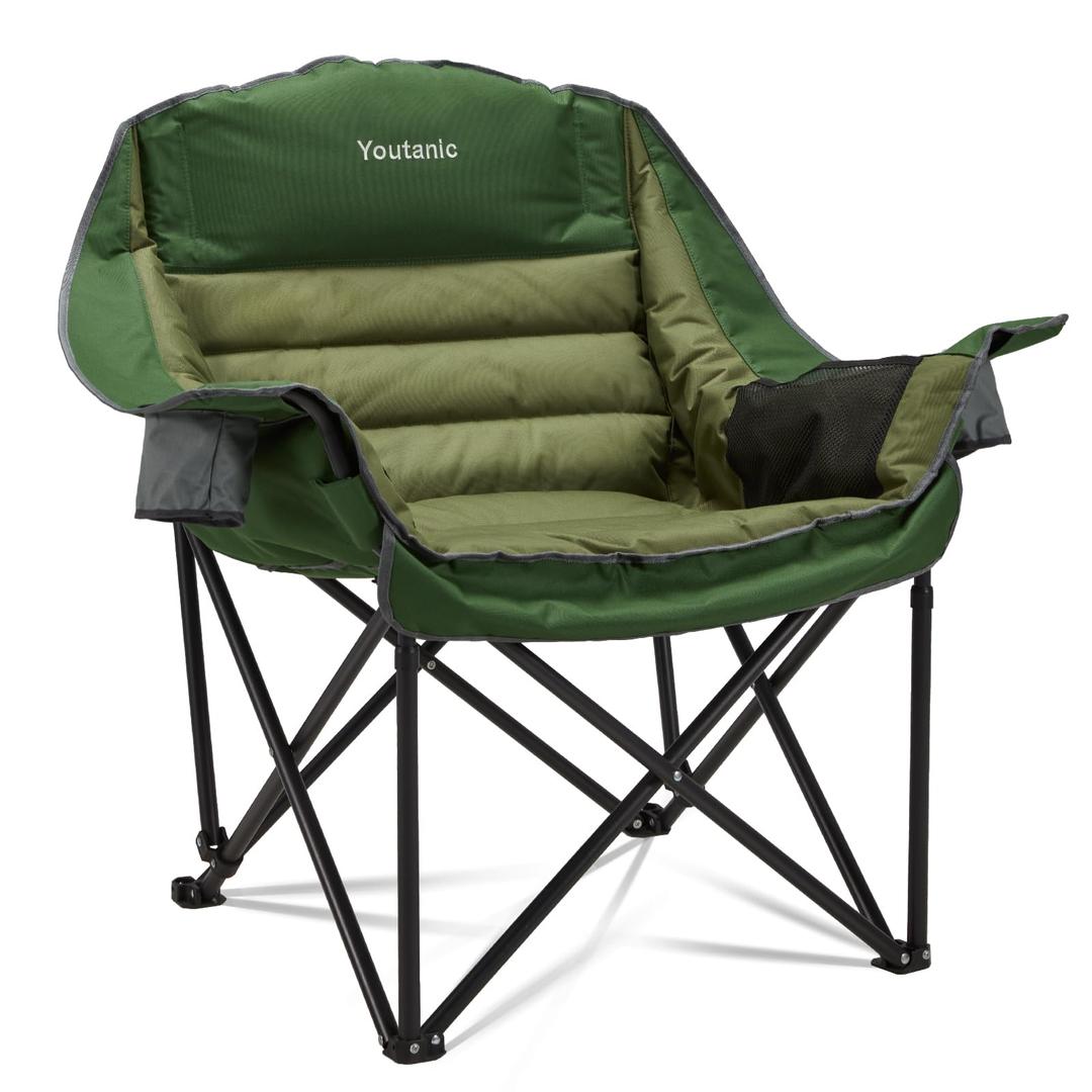 Oversized Camping Chair, Portable Folding Camping Chairs with Side Pocket, Cup Holder and Carry Bag, Heavy Duty Outdoor Camping Chairs for Adults, Fishing, Sports, Trip, up to 400lbs, Style 2