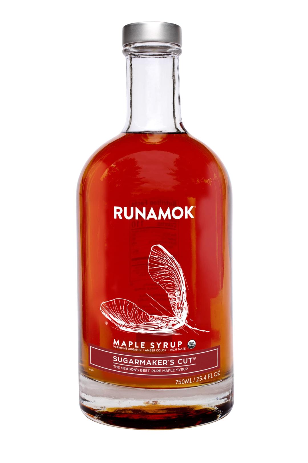 Runamok Maple Syrup Organic Sugarmaker's Cut - Grade A Vermont Maple Syrup, Amber Color, Rich Taste | Pure Maple Syrup & 100% Natural | Classic Breakfast & Pancake Syrup | 25.36 Fl Oz (750mL)