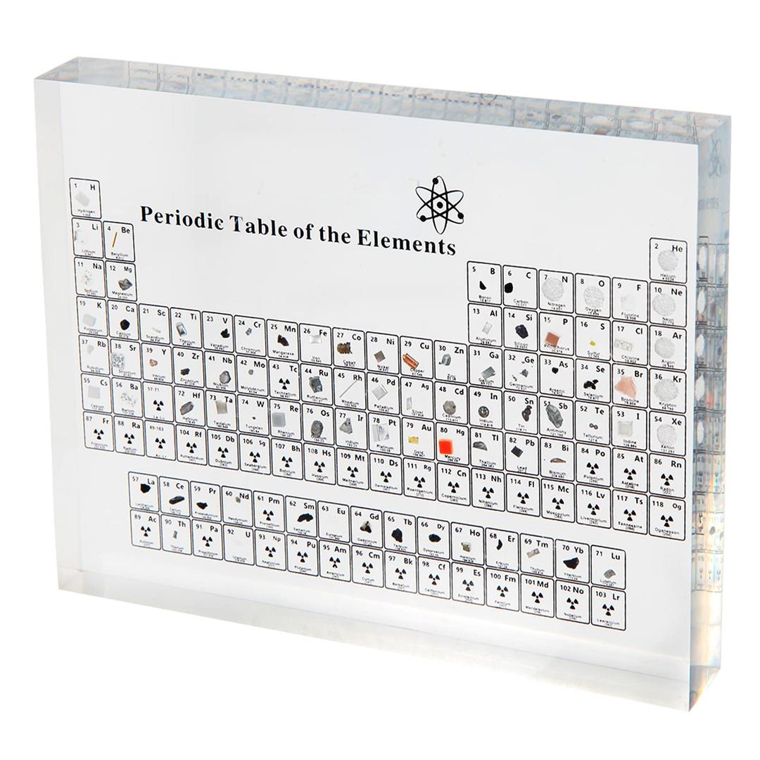 qingqin Periodic Table of Elements, Containing Real Elements(150mm * 114mm * 20mm), Comes with Magnifying Glass, Acrylic Sample,Periodic Table with Real Elements Inside