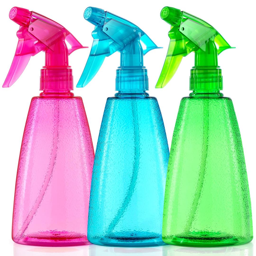 Spray Bottles 3-Pack, 16 Oz, Mist & Stream, Plastic Water Spray Bottle for Hair, Essential Oils, Plants, Cleaning Solutions, BBQ, Cat Dog Correction Behavior - Leak Proof - Empty Spray Bottles