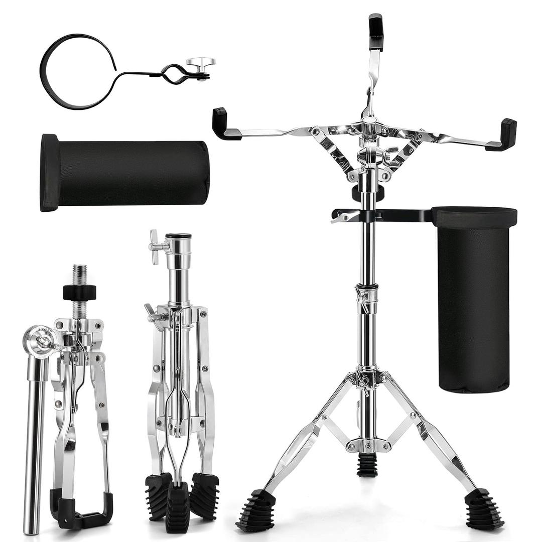 Snare Drum Stand with Drum Sticks Holder,Tall Drum Pad Stand Adjustable Height 14.5 to 23 Inches Accessories Arm Kit Tripod Snare Stand for Drum Set Fit for 14 to 10 Inch Lightweight Drum Practice Pad Stand for Drum Beginners