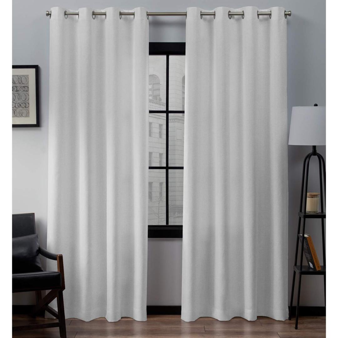 Exclusive Home Loha Linen Grommet Top Curtain Panel Pair, 84"x54", Winter White