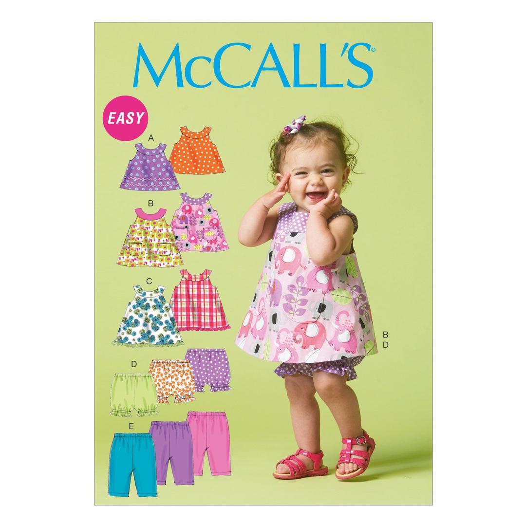 McCall Pattern Company M6912 Infants Reversible Top Dresses Bloomers and Pants, Size YA5