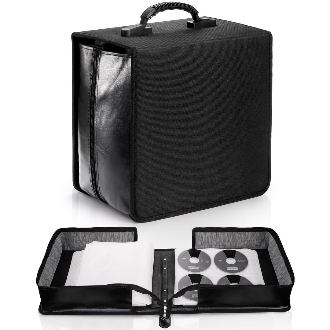 CD DVD Case Holder, 520 Capacity CD Binder DVD Storage Holder with Zipper, Portable Large Card Media Wallet Storage Booklet Album Box for Home Office Travel Car