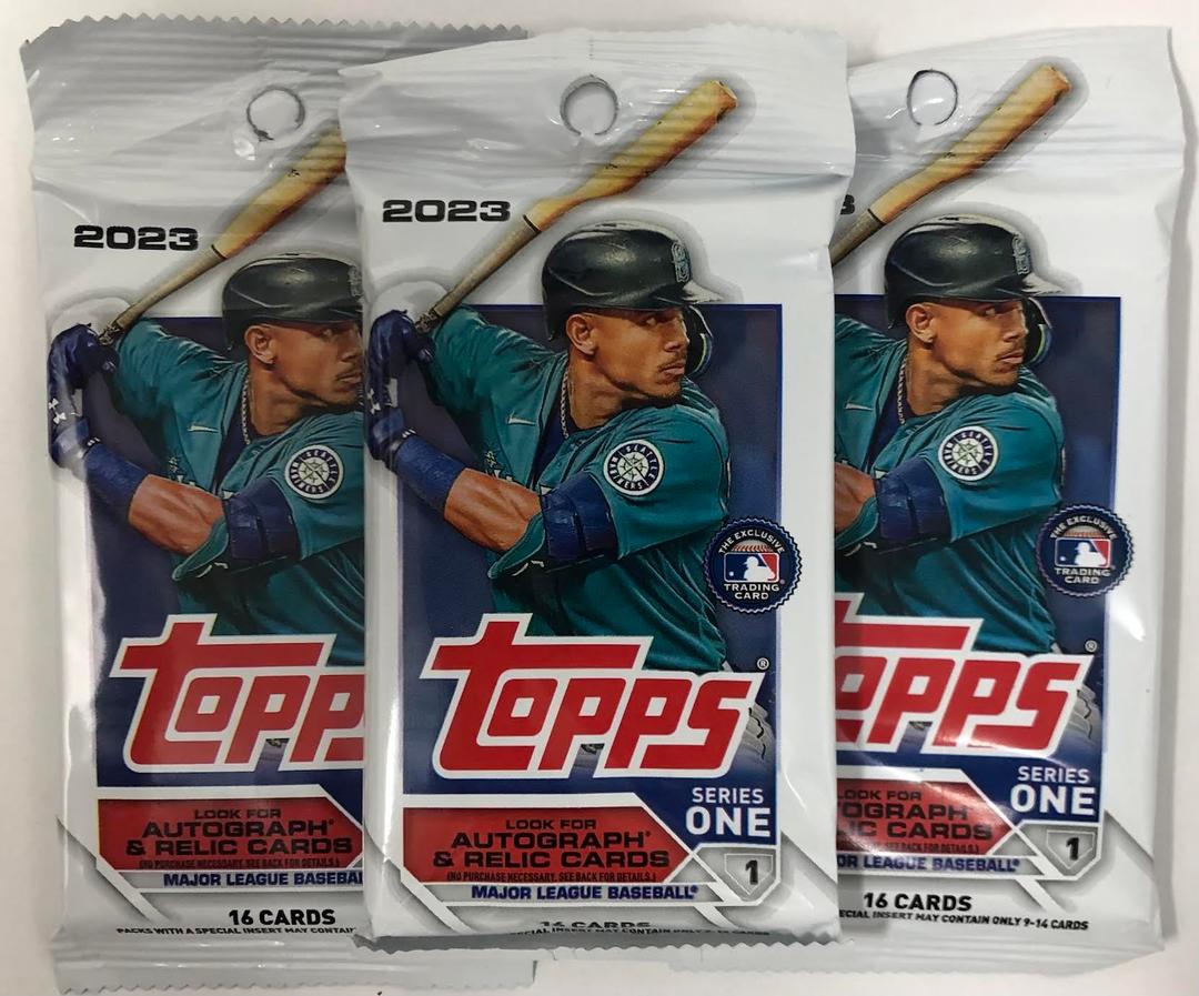 Topps2023 Series 1 Baseball MLB Set of 3 Packs - 16 Cards per Pack - 48 Trading Cards Total