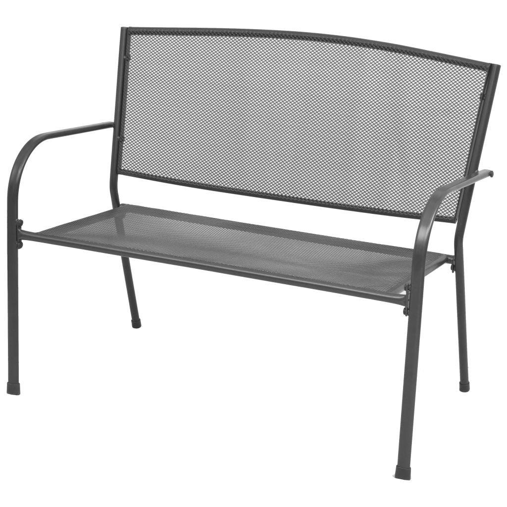 Festnight 2 Seater Metal Garden Bench Outdoor Seating with Armrests Mesh 108x60x88 cm