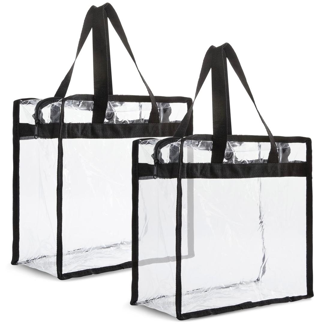 Juvale Clear Stadium Approved Bags - 12x6x12 Large Transparent Tote Bags with Zippers and Handles