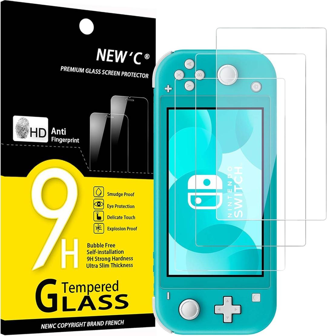 NEW'C3 Pack Designed for Nintendo Switch lite Screen Protector Tempered Glass, Case Friendly Anti Scratch Bubble Free Ultra Resistant