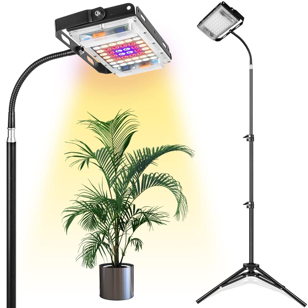 LBW Grow Light with Stand, Full Spectrum 150W LED Floor Plant Light for Indoor Plants, Grow Lamp with On/Off Switch, Adjustable Tripod Stand 15-48 inches