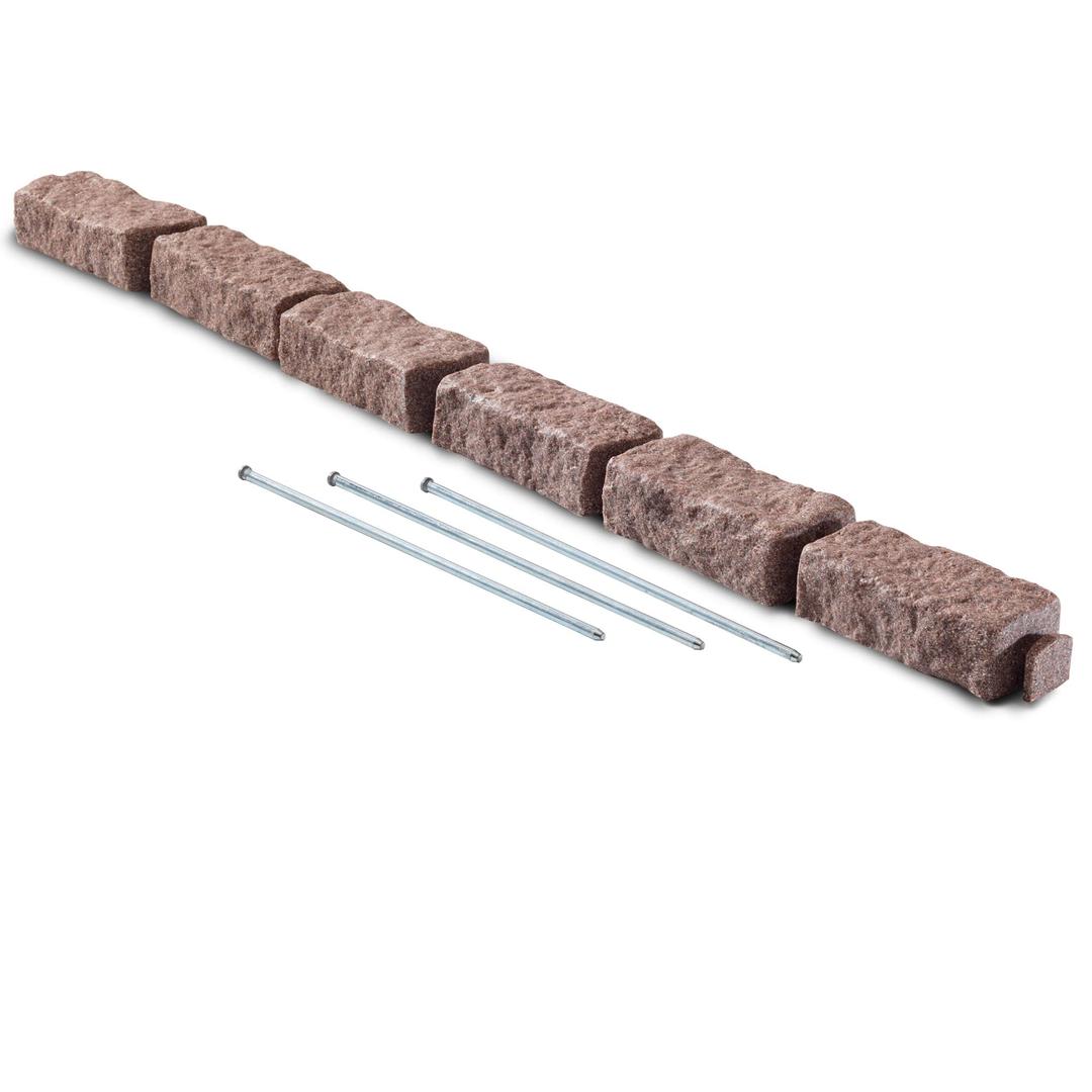 Beuta DIY No Dig Faux Stone Landscape Edging w/Anchoring Spikes, Flexible Brick-Sized Border for Driveways Yards Trees or Gardens, Each 6-Brick Section 48" L x 4" W x 2.25" H (1, Cobblestone)