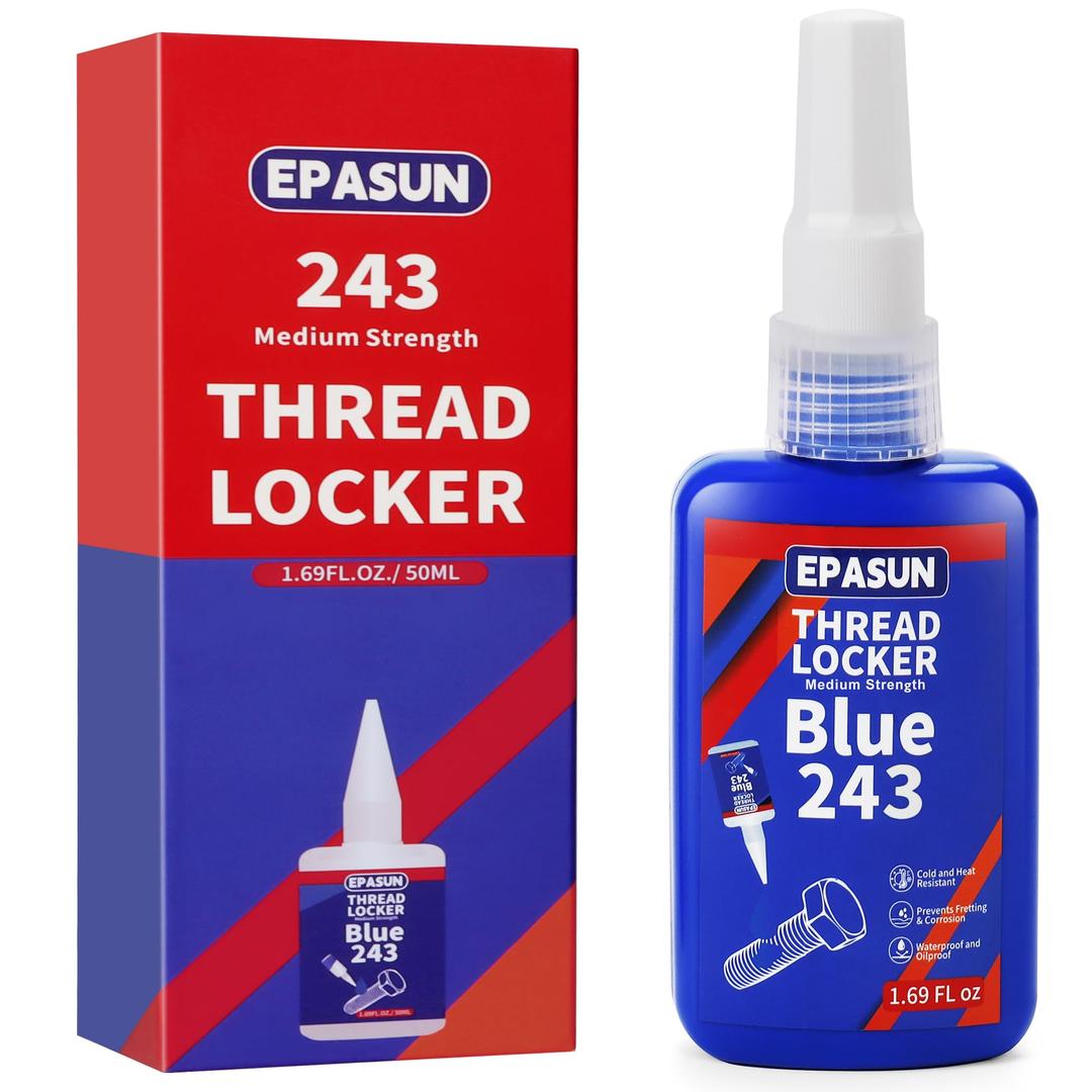 50ml Threadlocker Blue 243, Thread Lock Medium Strength Lock Tight for Nuts, Bolts, Fasteners, and Metals to Prevent Loosening and Corrosion