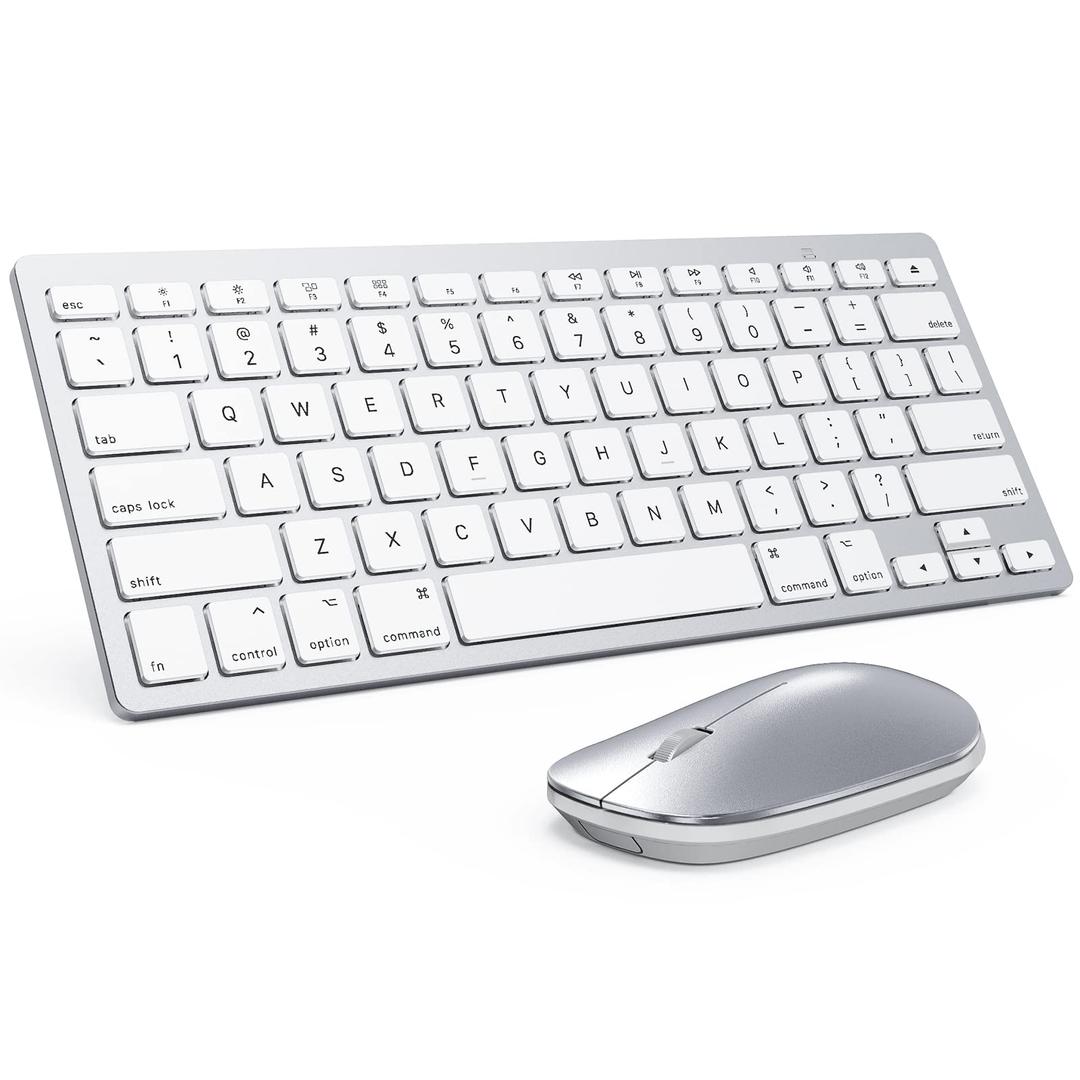 Bluetooth Keyboard and Mouse for Mac, OMOTON Ultra-Slim Keyboard and Mouse Combo, Wireless Keyboard and Mouse for MacOS, MacBook Pro/Air, iMac, Mac Mini, Laptop and PC (Silver)