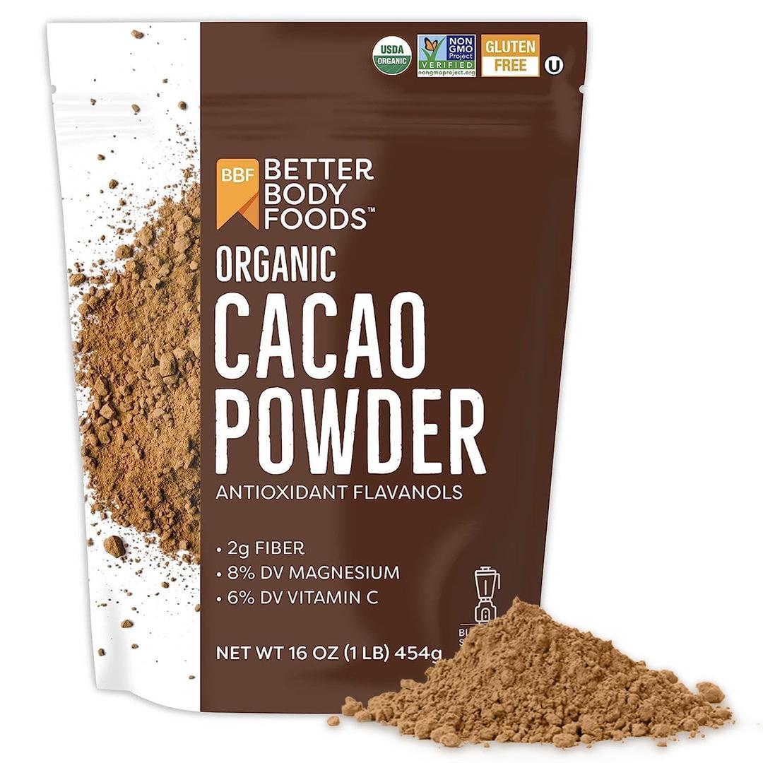 BetterBody Foods Organic Cacao Powder, Rich Chocolate Flavor, Non-GMO, Gluten-Free, Cocoa, 16 ounce, 1 lb bag