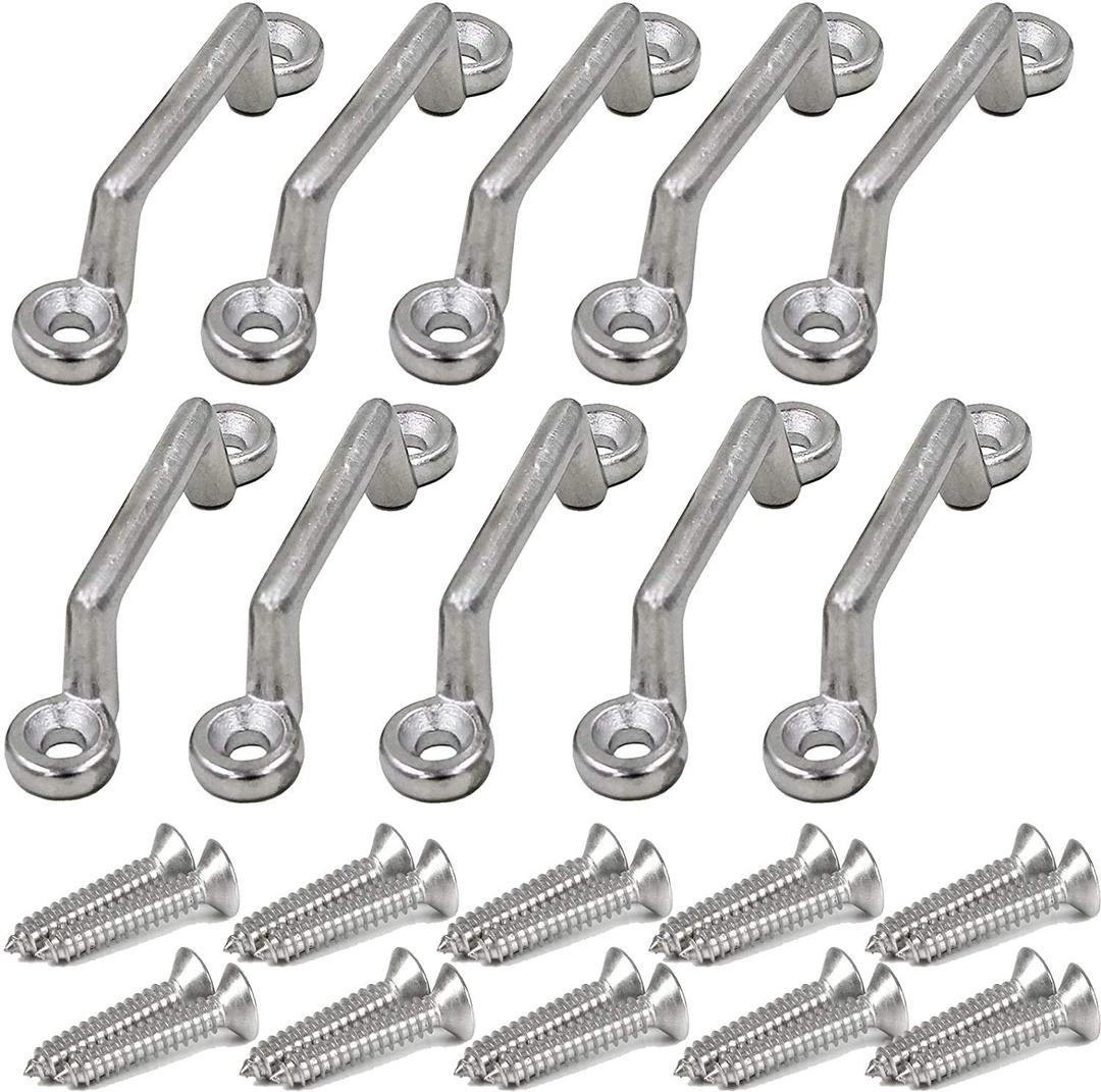 Pmsanzay Stainless Steel 1 Inch Mount, Bimini Top Strap, Pad Eye,Footman's Loop for Jeep Corvette, Buggy, Kayak Tie Downs, 10 Piece Set - No Rust