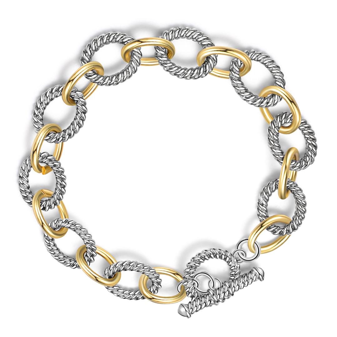 AprileryWire Cable Bracelet for Women Circle Bangle Rolo Chain Link Bracelets Designer Inspire Silver and Gold Bracelets Jewelry for Women